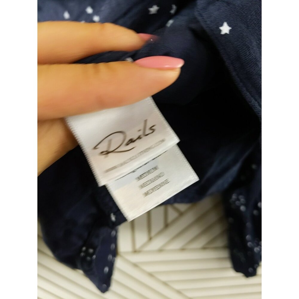Rails Navy Galaxy Star Print Button Front Cropped… - image 6